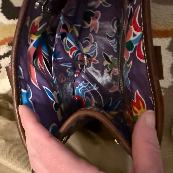 NWOT Consuela Vintage Purple Woven Handbag/Tote with Brown Leather Trim - Picture 5 of 6